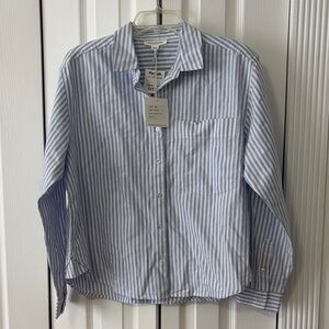 beachlunchlounge Blue and White Striped Button Down Shirt